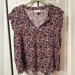 Universal Thread Blue and Orange Floral Blouse